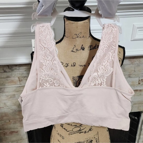 Laura Ashley lace 3pk active athletic workout lounge bras bralettes plus size - Picture 4 of 8